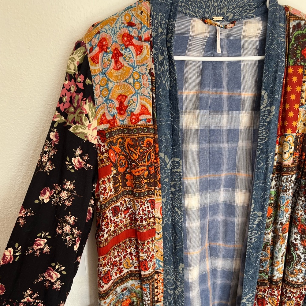 RARE Free People Songbird Patchwork Kimono Duster - Picture 6 of 7